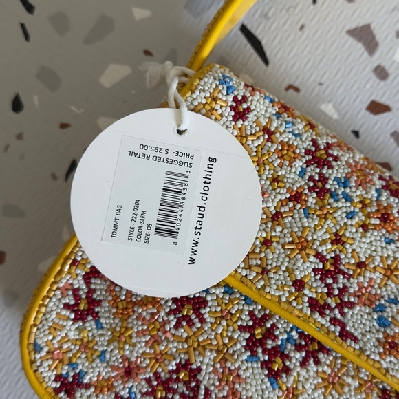 Staud Yellow Floral Beaded Tommy Bag - Picture 5 of 11